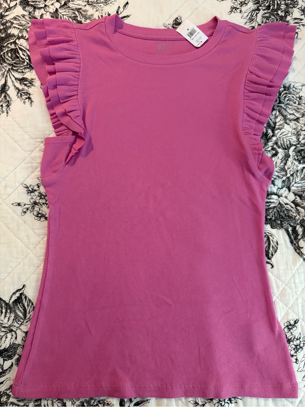 GAP Pink Ruffle Sleeve Ribbed Tank